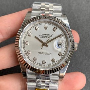 N fabrieksnieuwe replica Rolex Datejust 904 stalen versie heren mechanisch horloge (witte plaat) met vijf kralen