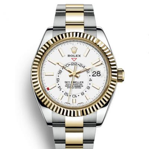 Re-engraved Rolex Oyster Perpetual SKY-DWELLER Series 326933 Men's Mechanical Watch White Face