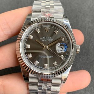 N factory new replica Rolex Datejust 904 steel version men's mechanical watch (gray plate) with five beads