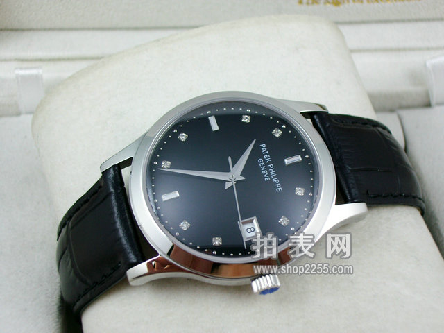 Patek Philippe Men's Watch Black Leather Strap Full Automatic Mechanical Through Bottom Business Men's Watch - إضغط الصورة للإغلاق