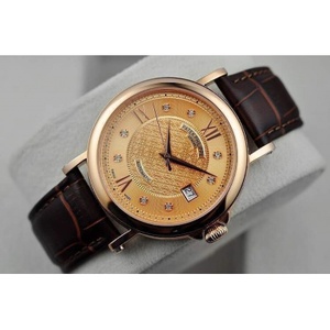 Swiss movement fine imitation Patek Philippe fully automatic mechanical watch 18K gold gold face men's watch through the bottom