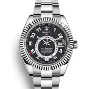 Re-indgraveret Rolex Oyster Perpetual SKY-DWELLER Series 326939 Mænds Mekanisk Watch Black Face