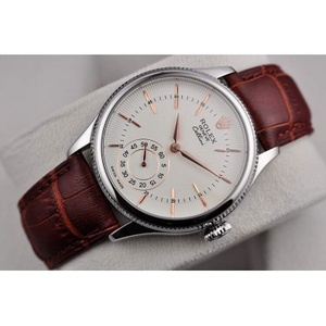 Rolex Licheni tre-hånds automatisk mekanisk ur brun kalveskind Strap Mænds Watch Watch