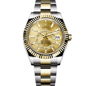 Replik Rolex Oyster Perpetual SKY-DWELLER Serie m326933-0001 mechanische Herrenuhr Uhr 18 Karat Gold Oberfläche.