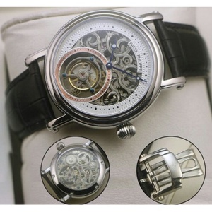 Schweizer Uhr feine Imitation top Patek Philippe wahre Tourbillon Uhr manuelle Wicklung halbautomatische mechanische Herrenuhr schwarzes Gesicht