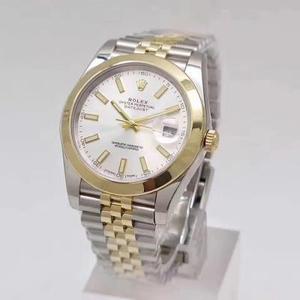 N Fabrik Rolex Datejust 41MM New Edition Klappschnalle Weiße Nudel Ding Herren Mechanische Uhr (Goldtype)