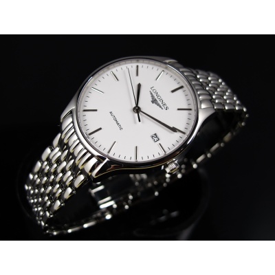 Longines Longines Uhr prächtige Serie automatische mechanische Herrenuhr L4.821.4.18.6 weißes Gesicht Schweizer Uhrwerk. - zum Schließen ins Bild klicken