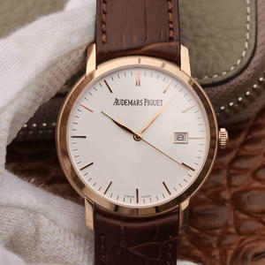 WF Audemars Piguet 1570 OR.oo2CR.01 reloj mecánico ultradelgada hombres de oro rosa cara blanca cara uno a uno