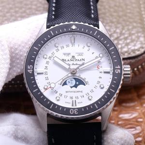 TW Blancpain Fifty Searches Series 5054 Rose Gold Blue Face Moon Phase Mechanical Men's Watch