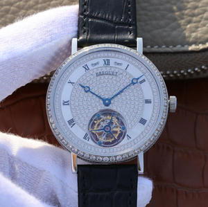 LH Breguet ultrafino reloj tourbillon de diamante completo de 41x9,5 mm movimiento de tourbillon mecánico manual