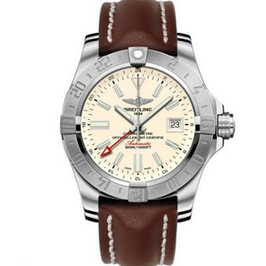 GF Factory Breitling Avenger II A3239011 World Time Watch (Avenger II GMT) Color blanco beige cara.