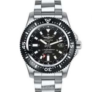 TF Breitling Super Ocean Series Y17393101B1A1 Edición especial Steel Band Black Plate Reloj mecánico para hombres.
