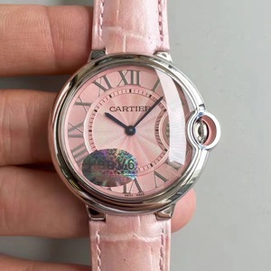 V6 Factory Cartier Blue Balloon Series (medium 36MM) Reloj de cuarzo suizo para mujer rosa