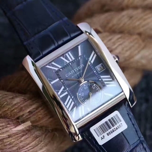 Andy Lau respalda el reloj de hombre cuadrado Cartier Tank Series W5330001 Reloj de hombre de cuero mecánico automático de oro rosa de 18 quilates.