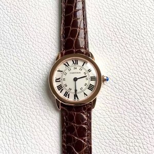 K11 réplica de fábrica Cartier London SOLO serie reloj de cuarzo de oro rosa con cuero de cocodrilo