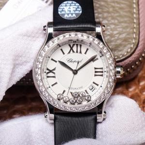 YF Chopard Happy Diamond 278559-3003 reloj, reloj mecánico para mujer con diamantes, correa de seda