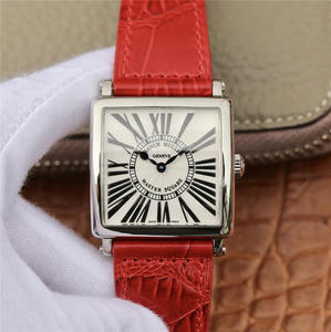 Z6 Franck Muller Master Square Series Damas reloj rojo cinturón reloj suizo original Ronda Quartz Movement