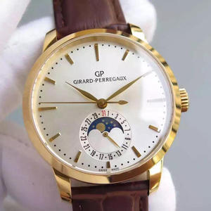 VF Girard Perregaux 1966 Series Reloj mecánico de oro para hombre con función de fase lunar.