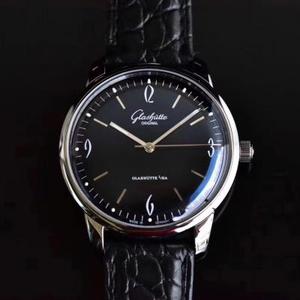 GF uno a uno réplica superior Glash-tte retro serie negro cara reloj mecánico para hombre