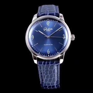 gf factory réplica superior réplica Glash-tte retro serie azul mecánico reloj de correa para hombre
