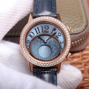 CC Jaeger LeCoultre serie reloj de fase lunar 3523490/3522420/352248 reloj mecánico de señoras, diamantes de oro rosa