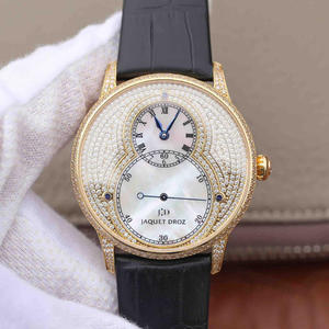 Jaquet Droz Segunda serie de manos J014013226 reloj de hombre de oro gypsophila de 18k con incrustaciones de diamantes.