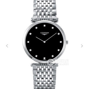 JF Longines elegante granización serie Swiss Quartz Movement reloj ultrafino para hombre/mujer con diamante negro