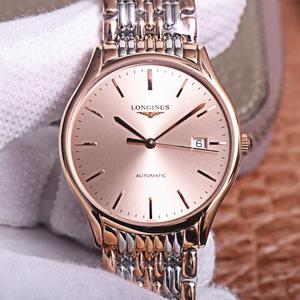 Longines magnífica serie L4.921.4 duró diez meses de ingenio, reloj mecánico de banda de acero ultrafino para hombre, oro rosa y cara blanca
