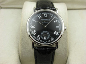 Longines magnífica serie cara negra transparente espalda automática reloj mecánico para hombre Longines