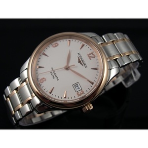 Longines Longines Master Series reloj de los hombres 18K banda de acero de oro rosa suizo reloj blanco cara