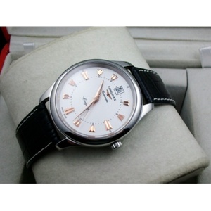 Reloj famoso suizo Longines Longines clásico retro serie correa de cuero mecánico automático reloj de los hombres reloj blanco cara