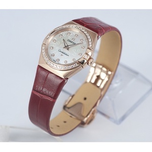 Omega Constellation doble águila serie diamante 18k rosa oro señora reloj de cuarzo suizo