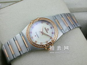 Omega Constellation Series Ladies Watch Case Diamond Case 18K Rose Gold Two-pin Diamond Index (Multicolor)
