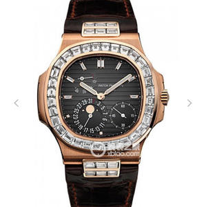Patek Philippe serie deportiva Nautilus 5724 diamante rosa oro reloj mecánico para hombre.