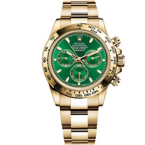 JH Factory Rolex Universe Chronograph Full Gold Daytona 116508 Green Face Reloj Mecánico para Hombre V7 Edition