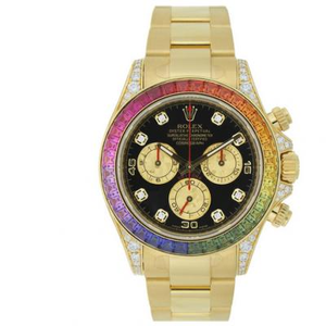 Rolex Daytona Rainbow 116598RBOW, 7750 mechanical movement, 1:1 size, 18K gold-plated stainless steel case, color inlaid outer ring