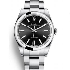 AR Rolex 114300-0005 Oyster Perpetual Series Black Face reloj mecánico para hombre