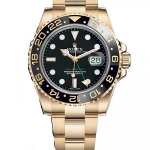 EW Rolex Greenwich Tipo II Series 116718-LN-78208 Black Disk Watch GMT All Gold Watch