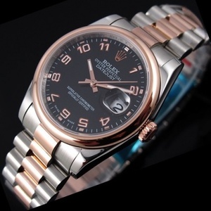 Reloj suizo Rolex 18K oro rosa automático mecánico cara negra reloj de hombre Oyster Perpetual Series 116201 Movimiento suizo