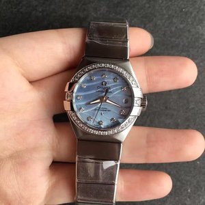 V6 Fábrica Omega Constellation Fritillary azul cara señoras reloj mecánico