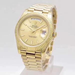 El Rolex Perpetual Series 2nd Generation Day-Date se reproduce en la fábrica N, True 18K Gold Covered Men's Mechanical Watch