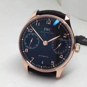 ZF Factory IWC Portugués Serie Portugués Siete iw500704 Reloj de cara negro de oro rosa
