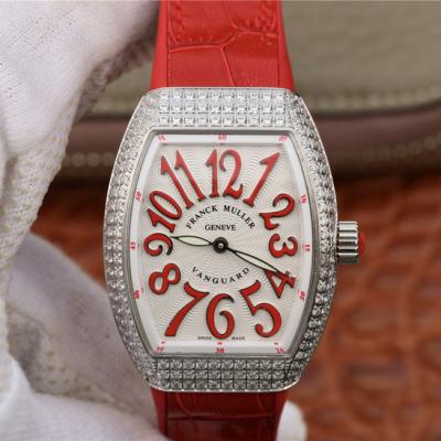 Reloj de señora Franck Muller Vanguard V32, el reloj está inspirado en su hermoso diseño y forma única, con esfera en relieve para el sol - Haga un click en la imagen para cerrar