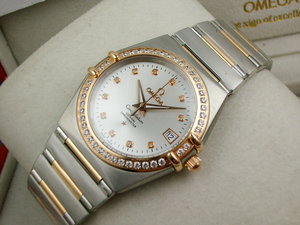 OMEGA Omega Constellation -sarjan timantti 18K ruusukulta automaattinen mekaaninen miesten kello valkoinen kasvot