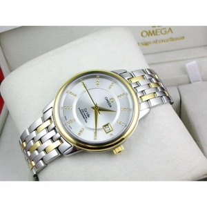 Sveitsin Omega OMEGA 18K Gold White Face Roman Scale Automaattinen Mekaaninen Takaisin Miesten Watch .