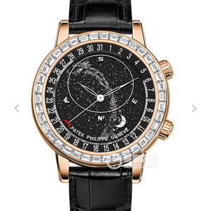 Patek Philippe Super Komplikaatio Chronograph Series 6104 Miesten Watch Set kanssa Swarovski Diamonds, Rose Gold
