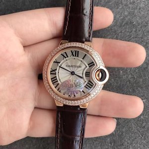 V6 Cartier Sininen Ilmapallo 33 Rose Gold Diamond Edition Kvartsi Hyvät watch