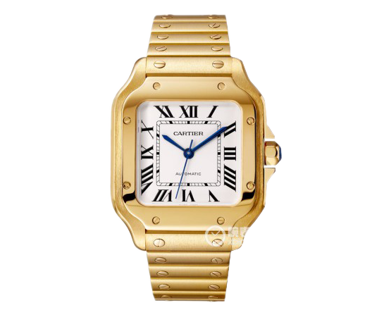 BV Cartier New Santos (Miesten suuri) tapauksessa: 316 materiaali dial 18K gold watch - Sulje napsauttamalla kuva