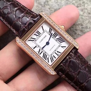 Cartier tank women's compact and fashionable automatic mechanical ladies watch white