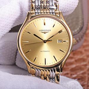 Longines magnificent series L4.921.4 lasted ten months of ingenuity, ultra-thin steel band men's mechanical watch with gold and black surface